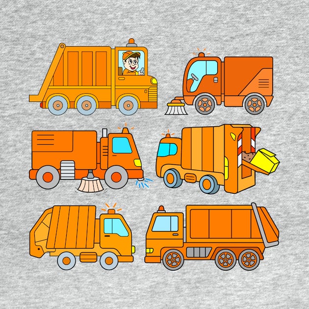 Trash Trucks Rubbish Collection for Kids by samshirts